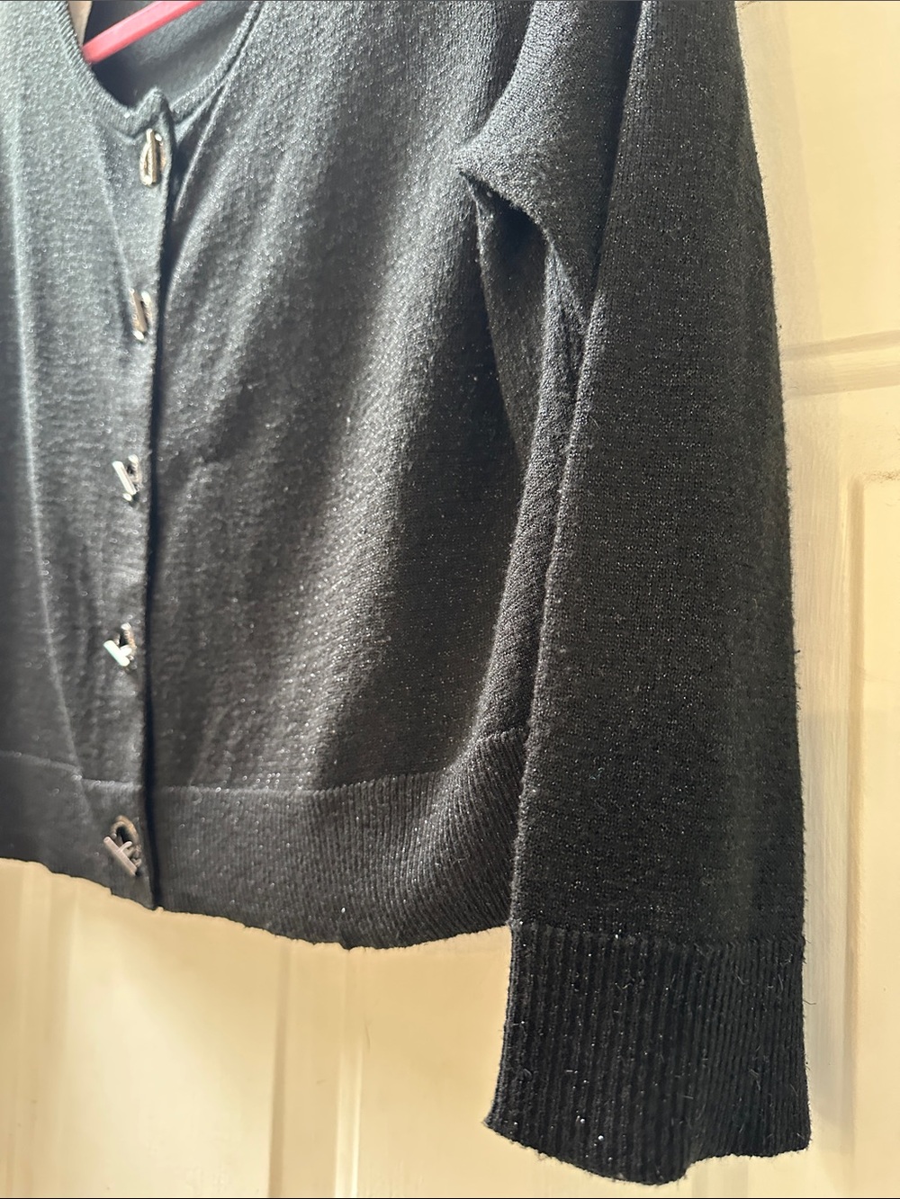 Incredibly classy Calvin Klein Black Metallic Knit hook & loop closure Cardigan - Picture 5 of 5
